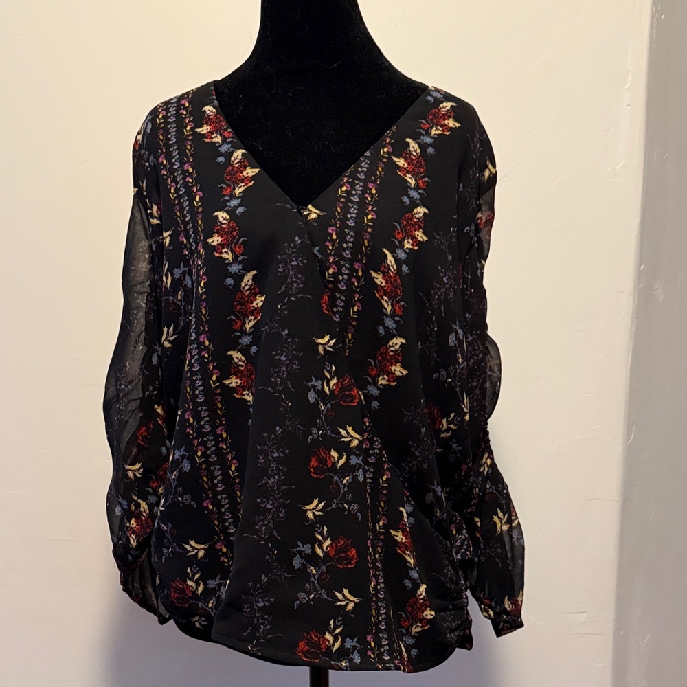 Guess Black Blouse with Floral Design